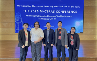 Mr. Mangubat, Dean Reyes, aProf. Wijaya, aProf. Ybañez and aProf. Ombid at the 2026 M-CTRAS Conference in Zhuhai, China.